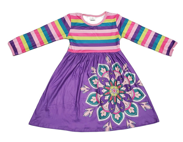medallion-long-sleeve-milk-silk-dress Great Lakes kids - Sophia's StyleLong Sleeve Dress-1